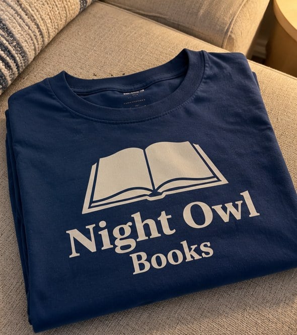 Customer photo of a custom bookshop t-shirt